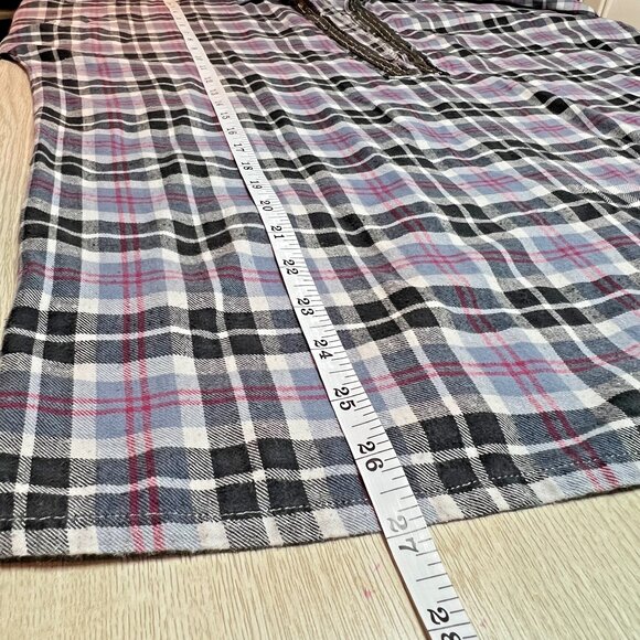 Loobies Story Flannel Shirt Womens S Light Blue Black Sequined Deep V-Neck - Picture 10 of 11